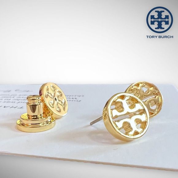 Tory Burch Jewelry - New Tory Burch Miller 18k Gold-Plated Stud Earrings in Gold $78